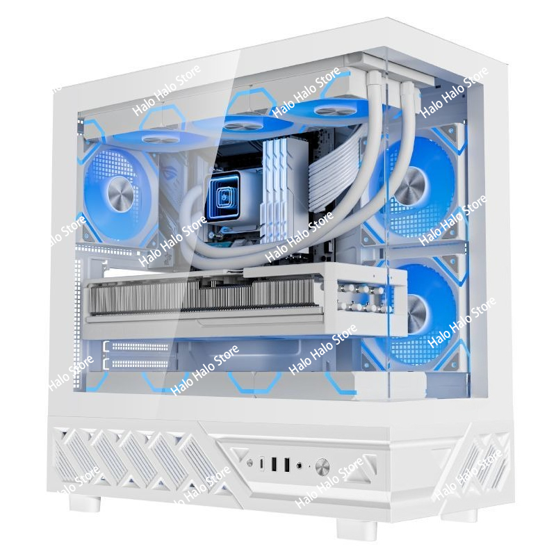 Pc Gaming White - Boîtier PC ATX blanc Seaview, verre