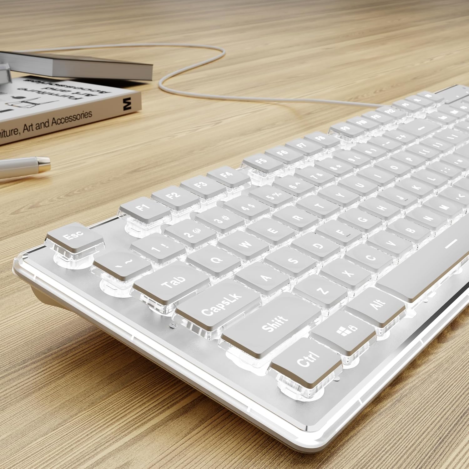 Pc Gaming Fullset - Clavier USB filaire avec rétroéclairage blanc,