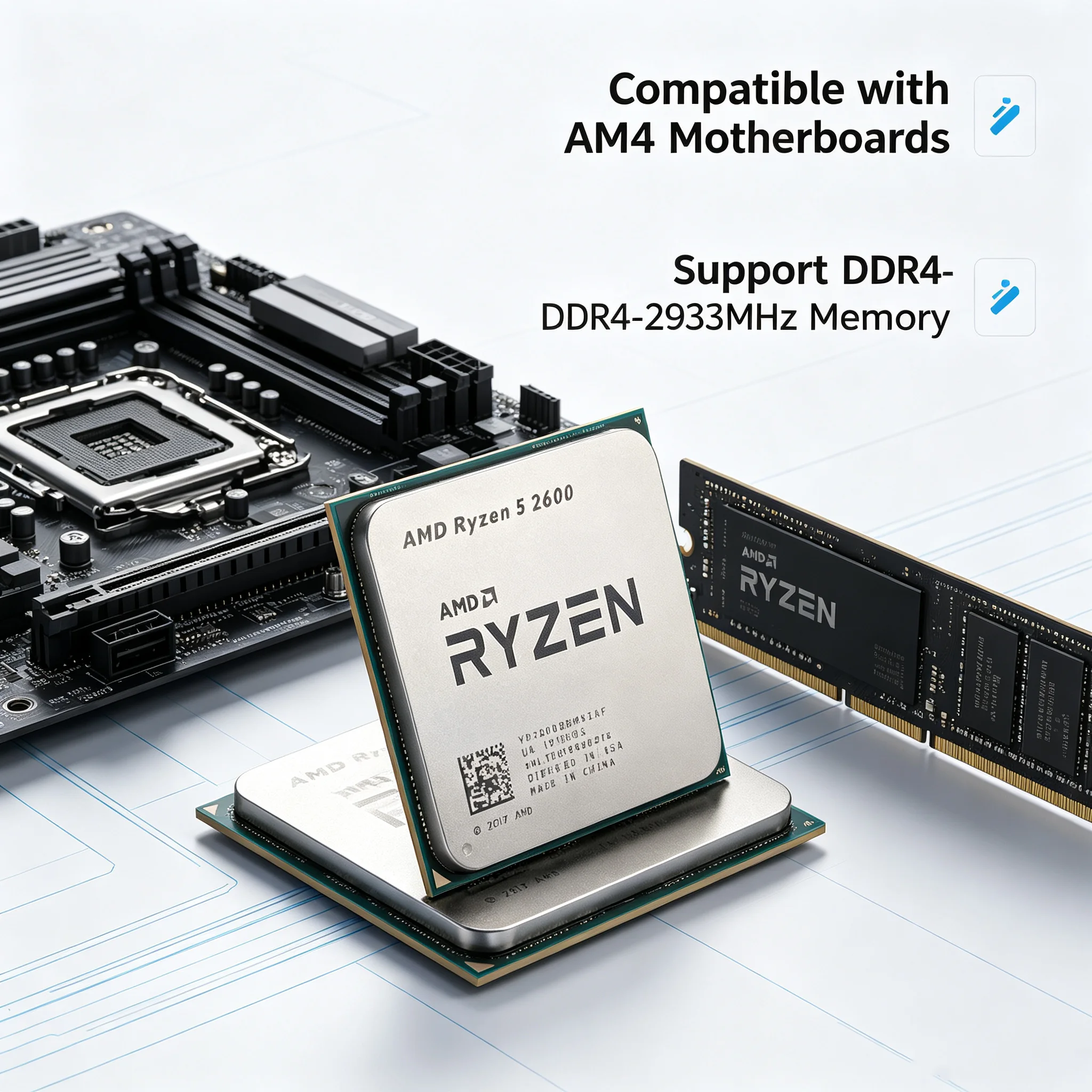 Pc Gaming Ryzen 5 - Processeur AMD Ryzen 5 2600 3,4