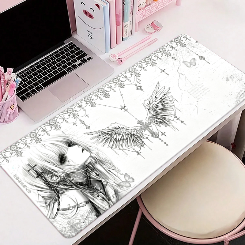 Pc Gaming White - Tapis de souris en cuir noir