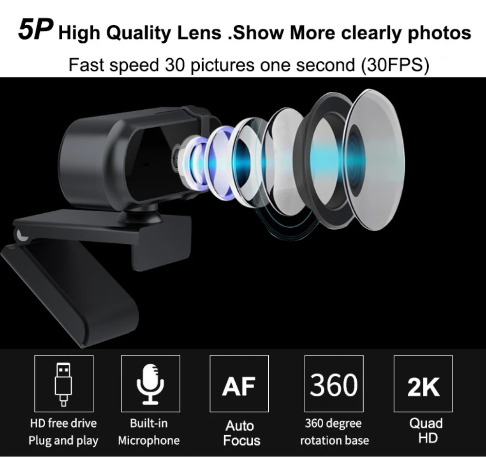 Webcam Autofoucs 4K 2K, 30fps, - Pc Gaming Fullset avis et prix